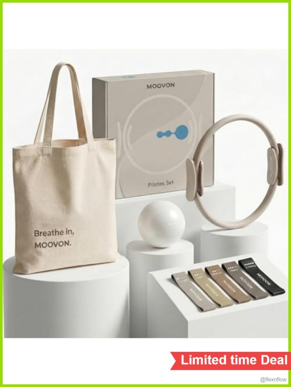 Pilates Kit with Ring, Ball & 5 Resistance Bands, Canvas Bag